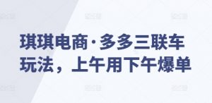 琪琪电商·多多三联车玩法,上午用下午爆单-阳知网创资源库