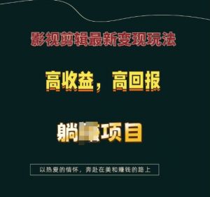影视剪辑最新变现玩法,高收益,高回报,躺Z项目【揭秘】-阳知网创资源库