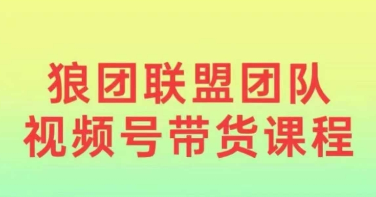 狼团联盟2024视频号带货,0基础小白快速入局视频号-阳知网创资源库
