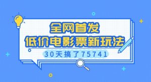 全网首发,低价电影票新玩法,已有人30天搞了75741【揭秘】-阳知网创资源库