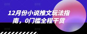 12月份小说推文玩法指南，0门槛全程干货-阳知网创资源库