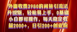 外面收费3980的闲鱼引流法,轻松易上手,0基础小白即可操作,日引200+创业粉的保姆级教程【揭秘】-阳知网创资源库