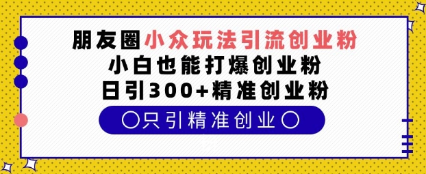 朋友圈小众玩法引流创业粉,小白也能打爆创业粉,日引300+精准创业粉【揭秘】-阳知网创资源库