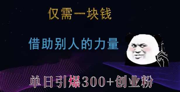 仅需一块钱,借助别人的力量,单日引爆300+创业粉、兼职粉【揭秘】-阳知网创资源库