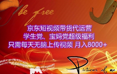 京东短视频带货代运营，学生党、宝妈党超级福利，只需每天无脑上传视频，月入8000+【仅揭秘】-阳知网创资源库