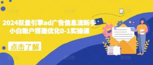 2024巨量引擎ad广告信息流新手小白账户搭建优化0-1实操课-阳知网创资源库