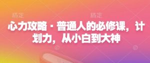 心力攻略·普通人的必修课,计划力,从小白到大神-阳知网创资源库