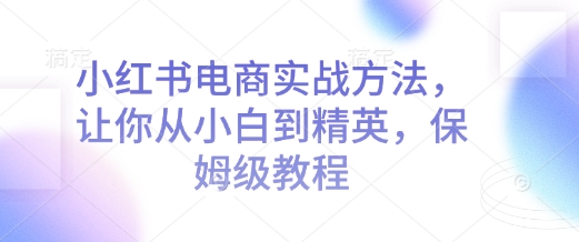小红书电商实战方法,让你从小白到精英,保姆级教程-阳知网创资源库