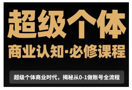 超级个体商业认知觉醒视频课,商业认知·必修课程揭秘从0-1账号全流程-阳知网创资源库