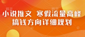小说推文 寒假流量高峰 搞钱方向详细规划-阳知网创资源库