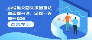 小说推文图文搬运玩法变现提升课,全程干货毫无保留-阳知网创资源库