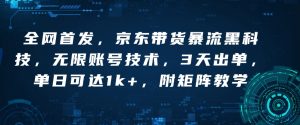 全网首发，京东带货暴流黑科技，无限账号技术，3天出单，单日可达1k+，附矩阵教学【揭秘】-阳知网创资源库