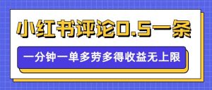 小红书留言评论,0.5元1条,一分钟一单,多劳多得,收益无上限-阳知网创资源库