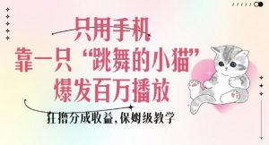 只用手机靠一只“跳舞的小猫”爆发百万播放，狂撸分成收益，保姆级教学-阳知网创资源库