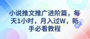 小说推文推广进阶篇,每天1小时,月入过W,新手必看教程-阳知网创资源库