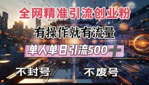 全网独家引流创业粉,有操作就有流量,单人单日引流500+,不封号、不费号-阳知网创资源库