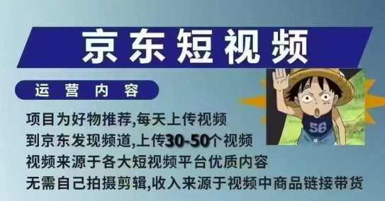 京东短视频带货课,无需自己拍摄剪辑,保姆式教学,两天快速上手-阳知网创资源库