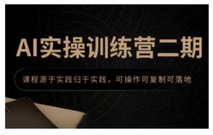 AI实操训练营二期,课程源于实践归于实践,可操作可复制可落地-阳知网创资源库