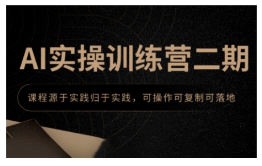 AI实操训练营二期,课程源于实践归于实践,可操作可复制可落地-阳知网创资源库