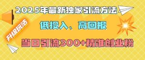 2025年最新独家引流方法,低投入高回报?当日引流300+精准创业粉-阳知网创资源库