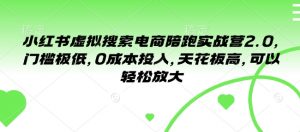 小红书虚拟搜索电商陪跑实战营2.0,门槛极低,0成本投入,天花板高,可以轻松放大-阳知网创资源库