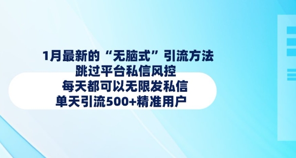 1月最新的无脑式引流方法,跳过平台私信风控,每天都可以无限发私信,单天引流500+精准用户-阳知网创资源库