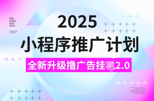 2025小程序推广计划，撸广告挂JI3.0玩法，日均5张【揭秘】-阳知网创资源库