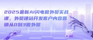 2025最新AI闪电做外贸实战课,外贸建站开发客户内容营销从0到3做外贸-阳知网创资源库