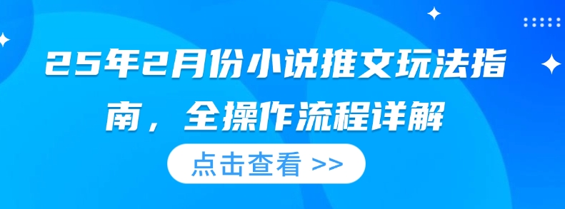 25年2月份小说推文玩法指南,全操作流程详解-阳知网创资源库