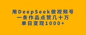 用DeepSeek做视频号,一条作品点赞几十万,单日变现1k-阳知网创资源库