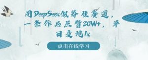 用DeepSeek做养生赛道,一条作品点赞20W+,单日变现1k-阳知网创资源库