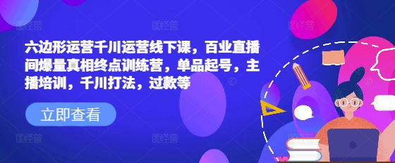 六边形运营千川运营线下课,百业直播间爆量真相终点训练营,单品起号,主播培训,千川打法,过款等-阳知网创资源库