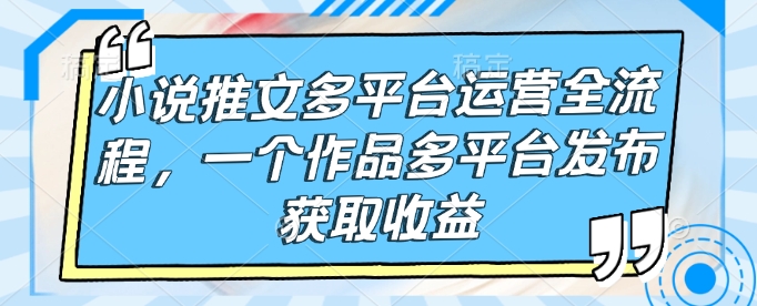 小说推文多平台运营全流程,一个作品多平台发布获取收益-阳知网创资源库