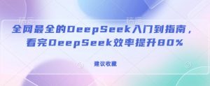 全网最全的DeepSeek入门到指南,看完DeepSeek效率提升80%(建议收藏)-阳知网创资源库