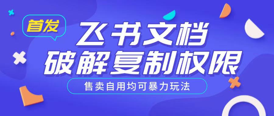 首发飞书文档破解复制权限,售卖自用均可暴力玩法-阳知网创资源库