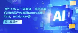 国产AI从入门到精通,手把手教你玩转国产AI神器DeepSeek,Kimi,mindshow等-阳知网创资源库