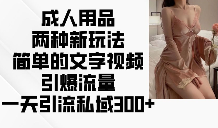 成人用品两种新玩法,简单的文字视频引爆流量,一天引流私域300+-阳知网创资源库