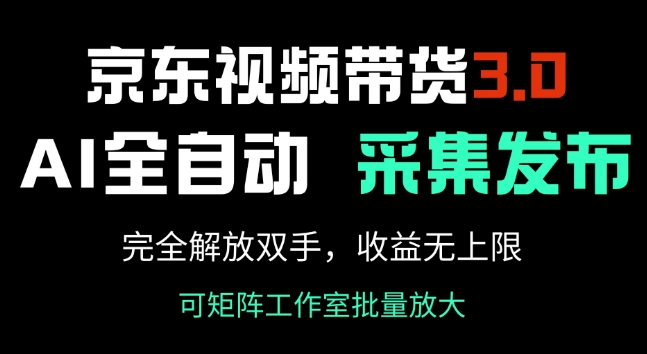 京东视频带货3.0,Ai全自动采集+自动发布,完全解放双手,收入无上限-阳知网创资源库