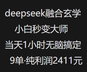 抖音小红书deepseek融合玄学,纯小白秒变大师,当天1小时无脑搞定9单,纯利润上千-阳知网创资源库