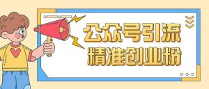 公众号引流创业粉玩法，0基础即可轻松掌握流量-阳知网创资源库