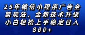 2025年微信小程序全新玩法纯小白易上手,稳定日入多张,技术全新升级,全网首发【揭秘】-阳知网创资源库