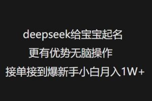 deepseek给宝宝起名更有优势无脑操作接单接到爆新手小白月入1W+-阳知网创资源库