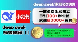 Deepseek一键免费生成小红书图文日引300+创业粉,日变现多张教程,方法全行业通用!-阳知网创资源库