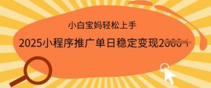 2025小程序推广单日稳定变现多张,一部手机即可操作,小白宝妈轻松上手【揭秘】-阳知网创资源库
