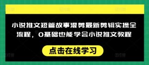 小说推文短篇故事混剪最新剪辑实操全流程，0基础也能学会小说推文教程，肯干多发日入多张-阳知网创资源库