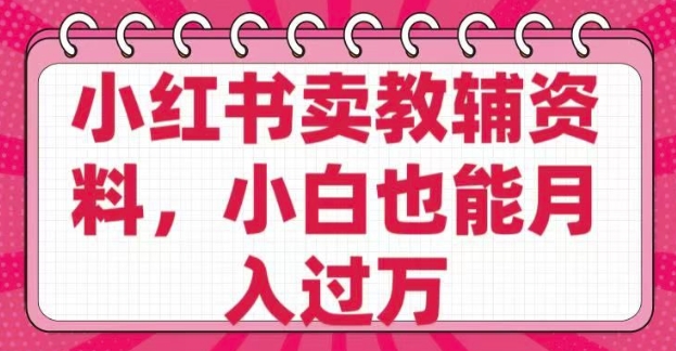 小红书卖教辅资料,0 成本,纯利润,售后成本极低,小白也能月入过W-阳知网创资源库