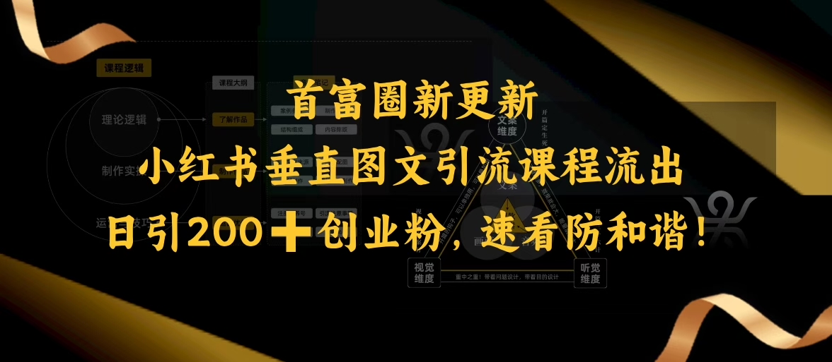 小红书垂直图文引流课程流出,日引200+创业粉,速看防和谐-阳知网创资源库