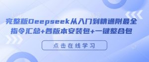 完整版Deepseek从入门到精通附最全指令汇总+各版本安装包+一键整合包-阳知网创资源库