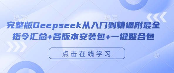 完整版Deepseek从入门到精通附最全指令汇总+各版本安装包+一键整合包-阳知网创资源库