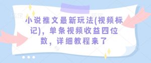 小说推文最新玩法(视频标记)，单条视频收益四位数，详细教程来了-阳知网创资源库